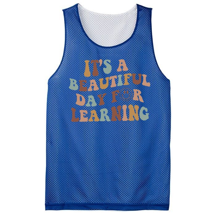 It's A Beautiful Day For Learning Teacher Vintage Cute Gift Mesh Reversible Basketball Jersey Tank