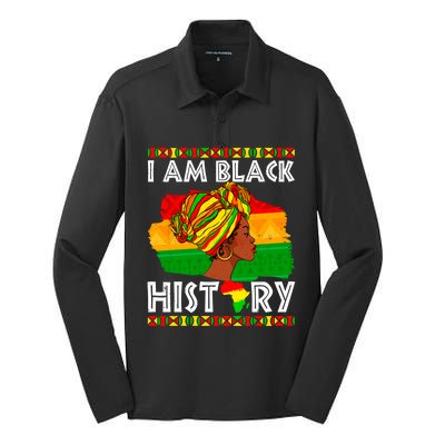 I Am Black History Juneteenth African Black History Month Gift Silk Touch Performance Long Sleeve Polo