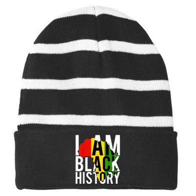 I Am Black History Black History Month & Pride Gift Striped Beanie with Solid Band