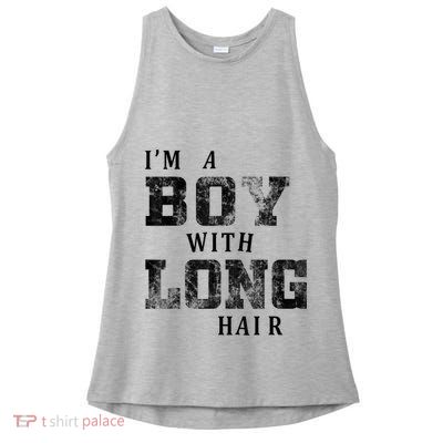 I'm A Boy With Long Hair Funny Long Hair Boy Cool Ladies PosiCharge Tri-Blend Wicking Tank