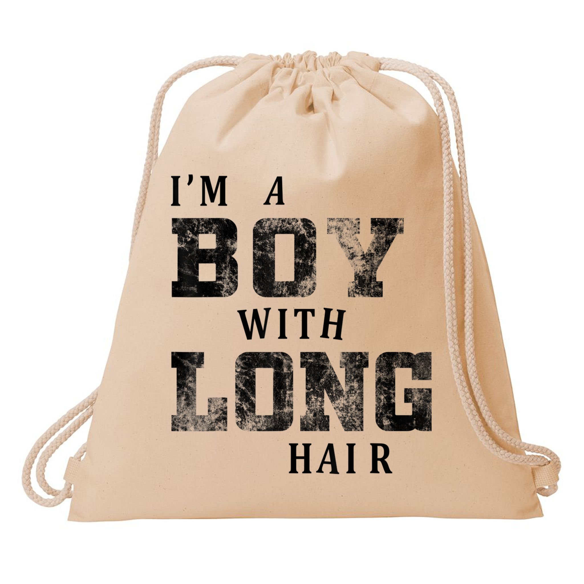 I'm A Boy With Long Hair Funny Long Hair Boy Cool Drawstring Bag