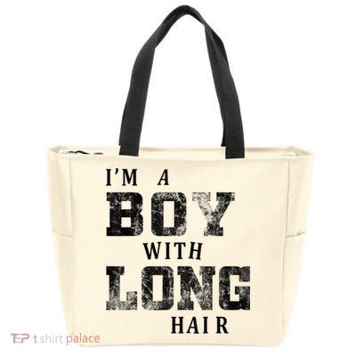 I'm A Boy With Long Hair Funny Long Hair Boy Cool Zip Tote Bag