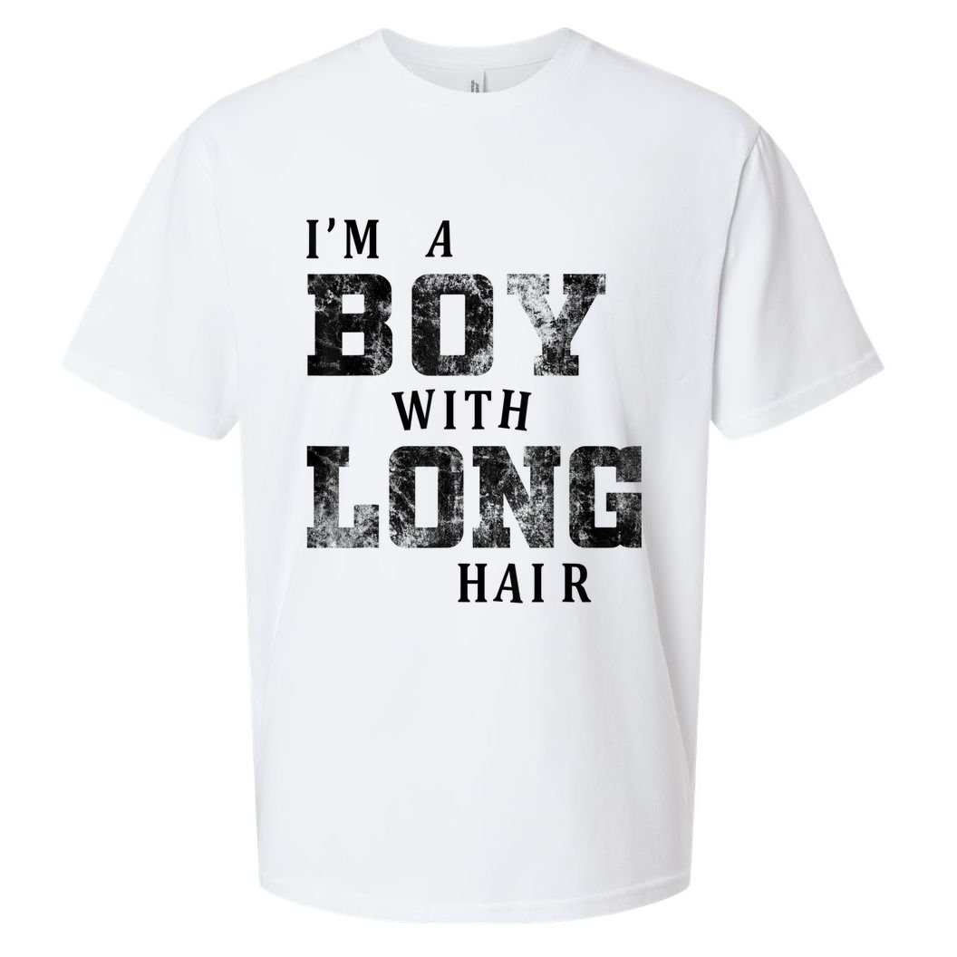 I'm A Boy With Long Hair Funny Long Hair Boy Cool Sueded Cloud Jersey T-Shirt