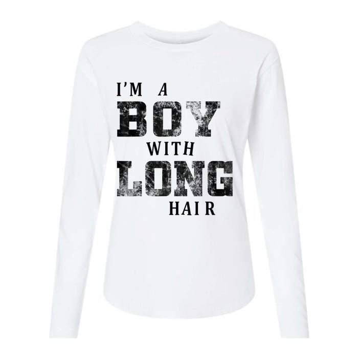 I'm A Boy With Long Hair Funny Long Hair Boy Cool Womens Cotton Relaxed Long Sleeve T-Shirt