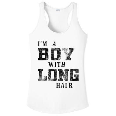 I'm A Boy With Long Hair Funny Long Hair Boy Cool Ladies PosiCharge Competitor Racerback Tank