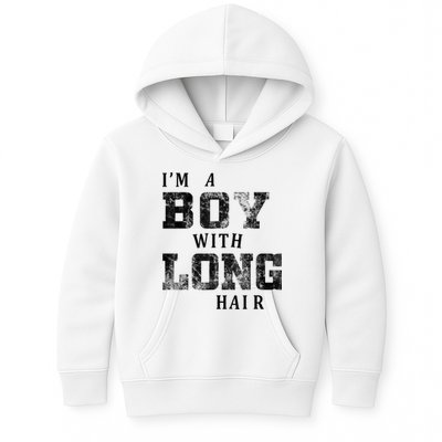 I'm A Boy With Long Hair Funny Long Hair Boy Cool Kids Hoodie