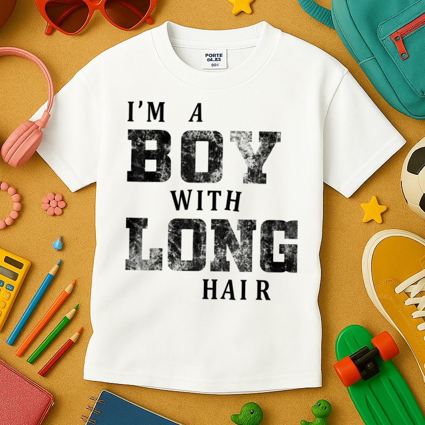 I'm A Boy With Long Hair Funny Long Hair Boy Cool Kids T-Shirt
