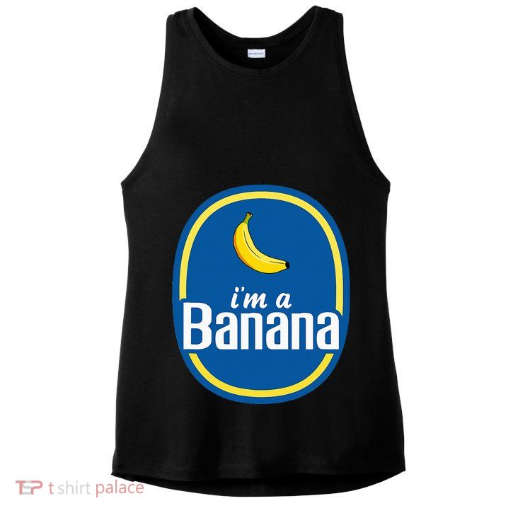 IM A Banana Costume Halloween Fruit Sticker Yellow Ladies PosiCharge Tri-Blend Wicking Tank