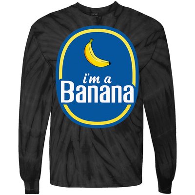 IM A Banana Costume Halloween Fruit Sticker Yellow Tie-Dye Long Sleeve Shirt