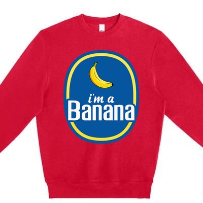 IM A Banana Costume Halloween Fruit Sticker Yellow Premium Crewneck Sweatshirt