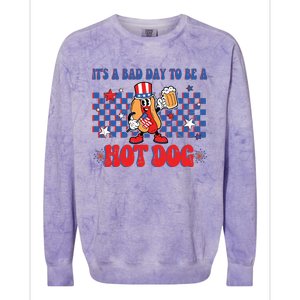 Its A Bad Day To Be A Hot Dog 4th Of July Fun Hotdog Lover Colorblast Crewneck Sweatshirt