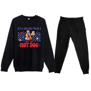 Its A Bad Day To Be A Hot Dog 4th Of July Fun Hotdog Lover Premium Crewneck Sweatsuit Set