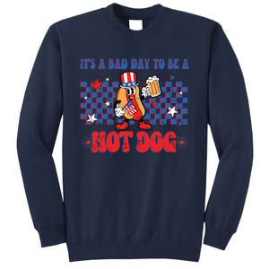 Its A Bad Day To Be A Hot Dog 4th Of July Fun Hotdog Lover Tall Sweatshirt