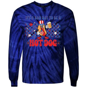 Its A Bad Day To Be A Hot Dog 4th Of July Fun Hotdog Lover Tie-Dye Long Sleeve Shirt