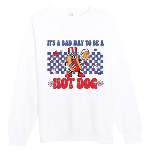 Its A Bad Day To Be A Hot Dog 4th Of July Fun Hotdog Lover Premium Crewneck Sweatshirt