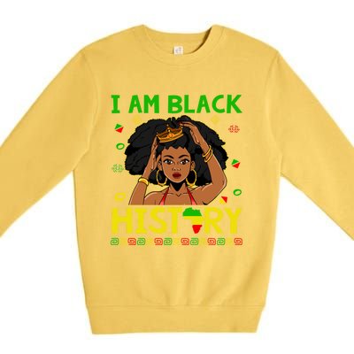 I Am Black History Juneteenth Afro American Blm Melanin Cute Gift Premium Crewneck Sweatshirt