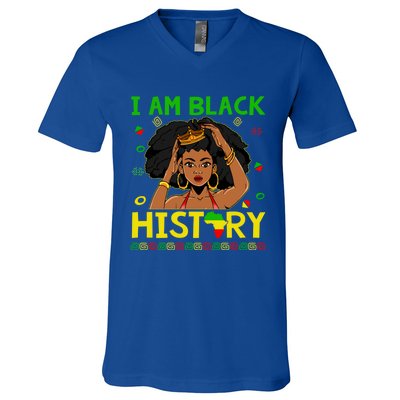 I Am Black History Juneteenth Afro American Blm Melanin Cute Gift V-Neck T-Shirt