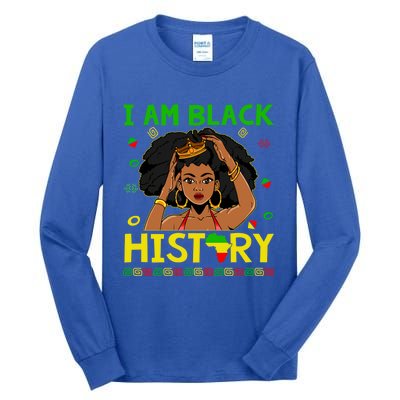 I Am Black History Juneteenth Afro American Blm Melanin Cute Gift Tall Long Sleeve T-Shirt