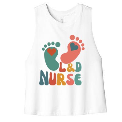 ItS A Beautiful Day In The Laborhood L And D Nurse (Both Sides) Funny Gift Women's Racerback Cropped Tank