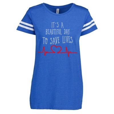 It's A Beautiful Day To Save Lives Nurse Novelty Gift Enza Ladies Jersey Football T-Shirt