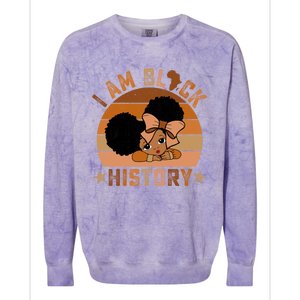 I Am Black History Juneteenth Black With Afro Hair Gift Colorblast Crewneck Sweatshirt