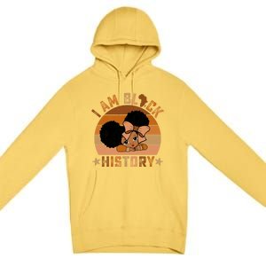 I Am Black History Juneteenth Black With Afro Hair Gift Premium Pullover Hoodie