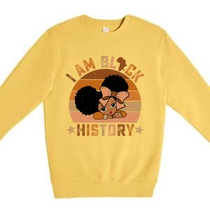 I Am Black History Juneteenth Black With Afro Hair Gift Premium Crewneck Sweatshirt