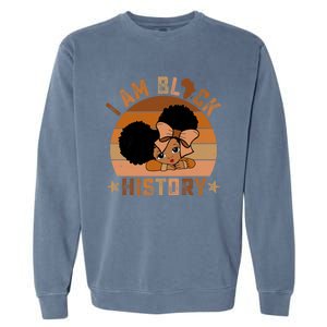 I Am Black History Juneteenth Black With Afro Hair Gift Garment-Dyed Sweatshirt