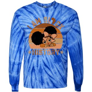 I Am Black History Juneteenth Black With Afro Hair Gift Tie-Dye Long Sleeve Shirt