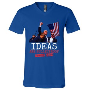 Ideas Are Bulletproof Trump 2024 V-Neck T-Shirt