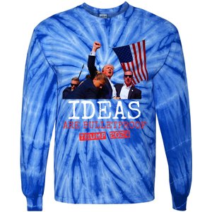 Ideas Are Bulletproof Trump 2024 Tie-Dye Long Sleeve Shirt