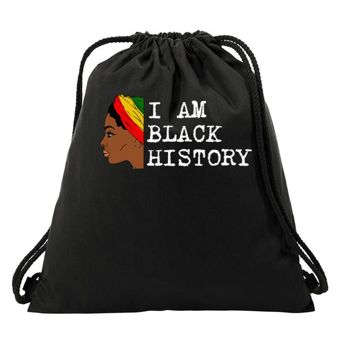 I Am Black History Drawstring Bag