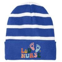 Its A Beautiful Day In The Laborhood Both Side Print Gift Striped Beanie with Solid Band