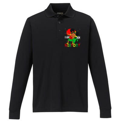 I Am Black History Juneteenth Black History Month Funny Gift Performance Long Sleeve Polo