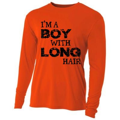 I'm A Boy With Long Hair Funny Cool Long Hair Cooling Performance Long Sleeve Crew