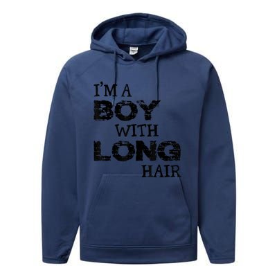 I'm A Boy With Long Hair Funny Cool Long Hair Performance Fleece Hoodie