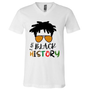 I Am Black History Month African American Sunglasses Gift V-Neck T-Shirt