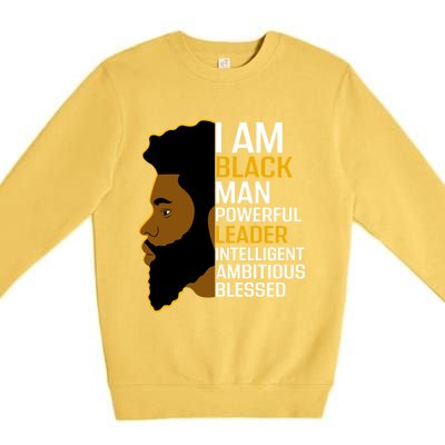 I Am Black Powerful Leader Black King African American Gift Premium Crewneck Sweatshirt