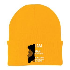 I Am Black Powerful Leader Black King African American Gift Knit Cap Winter Beanie