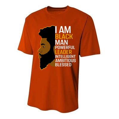 I Am Black Powerful Leader Black King African American Gift Performance Sprint T-Shirt