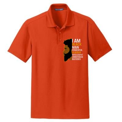 I Am Black Powerful Leader Black King African American Gift Dry Zone Grid Polo