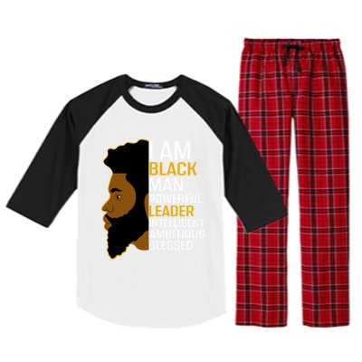 I Am Black Powerful Leader Black King African American Gift Raglan Sleeve Pajama Set