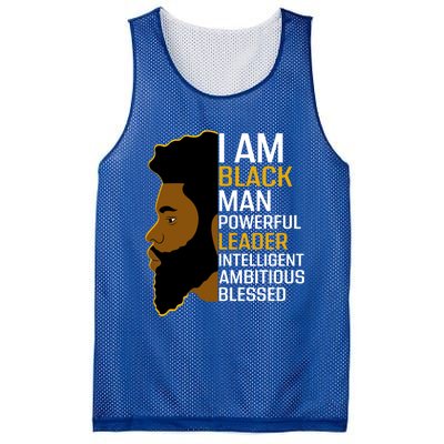 I Am Black Powerful Leader Black King African American Gift Mesh Reversible Basketball Jersey Tank