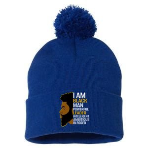 I Am Black Powerful Leader Black King African American Gift Pom Pom 12in Knit Beanie