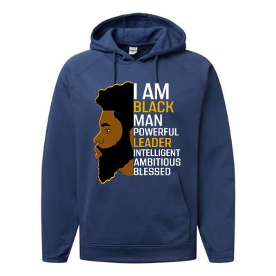 I Am Black Powerful Leader Black King African American Gift Performance Fleece Hoodie