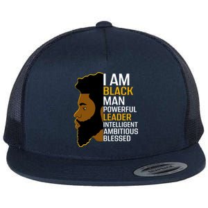 I Am Black Powerful Leader Black King African American Gift Flat Bill Trucker Hat