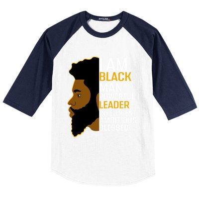 I Am Black Powerful Leader Black King African American Gift Baseball Sleeve Shirt