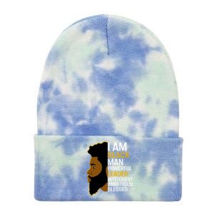 I Am Black Powerful Leader Black King African American Gift Tie Dye 12in Knit Beanie