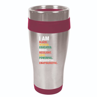 I Am Black womenman Black History Month Educated Black Girl 16oz Travel Tumbler