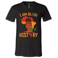 I Am Black History Mother's Day Juneteenth Independence Day V-Neck T-Shirt